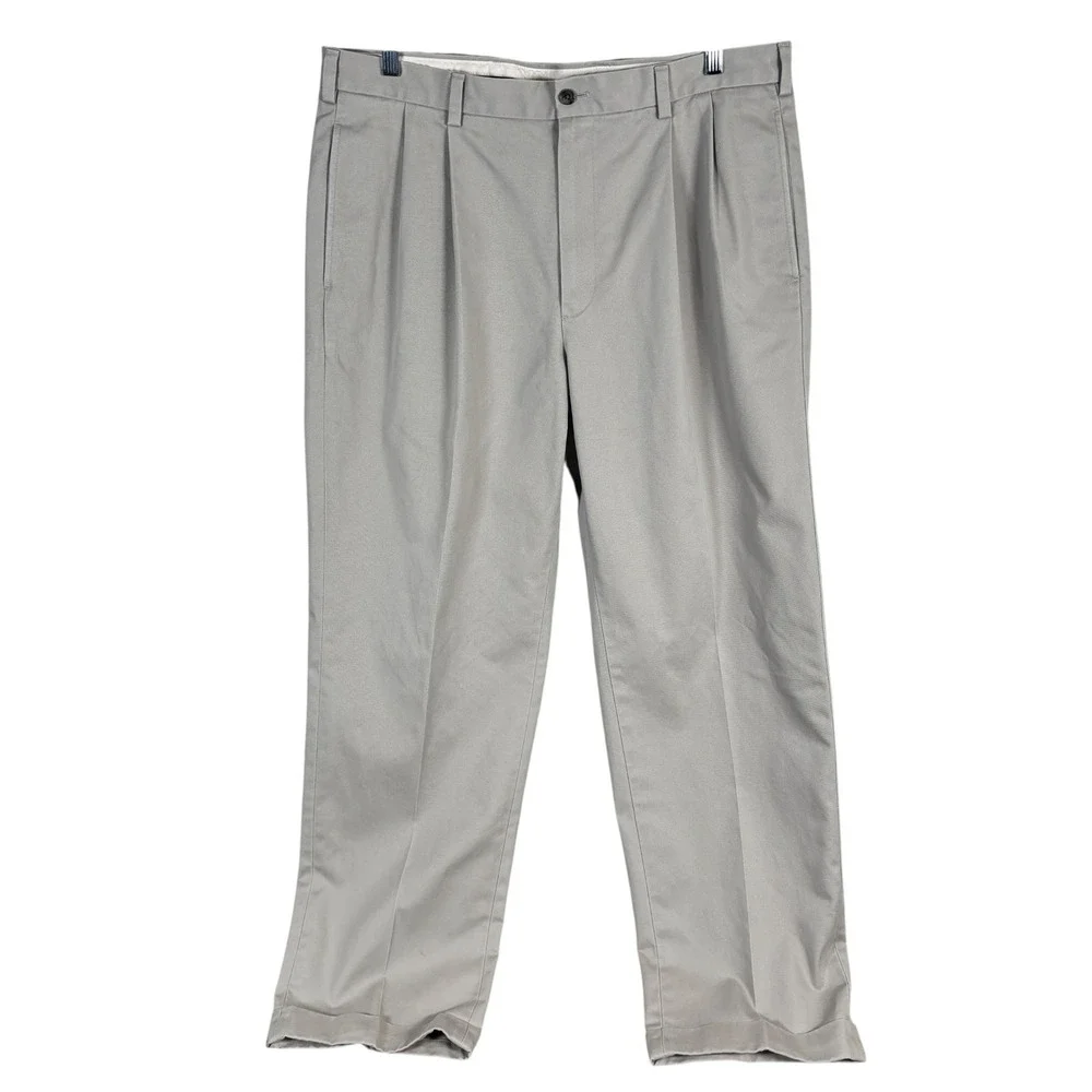Brooks Brothers Elliott Advantage Chino Pants‎ Pleated Mens 37x32 Khaki Stretch
